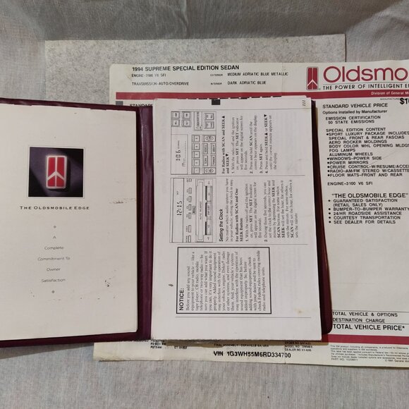 94 1994 Oldsmobile Cutlass Ciera/Cutlass Cruiser owners manual - Picture 2 of 3